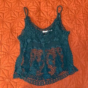 Teal crochet top